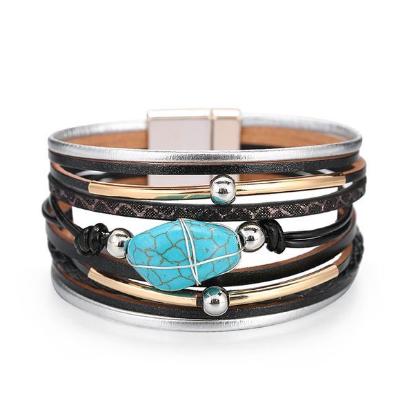 tennis d&d natural stone leather bracelets for women femme boho style wide multilayer wrap bracelet female jewelry, Golden;silver
tennis d&d natural stone leather bracelets for women femme boho style wide multilayer wrap bracelet female jewelry, Golden;silver