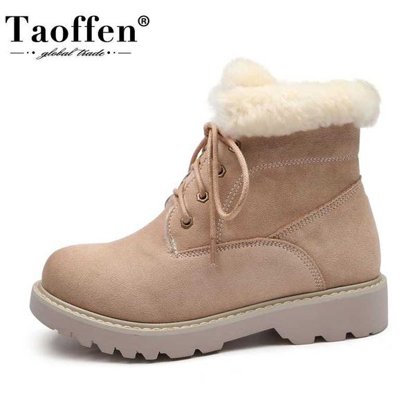 taoffen real leather women ankle snow boots plush fur lace up shoes winter warm boots women fashion footwear size 34-40, Black
taoffen real leather women ankle snow boots plush fur lace up shoes winter warm boots women fashion footwear size 34-40, Black