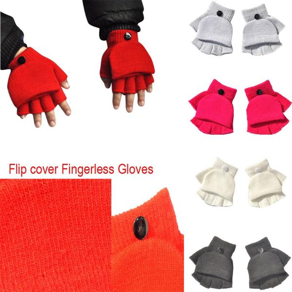 winter hand wrist warmer flip cover fingerless gloves hx0209, Blue;gray