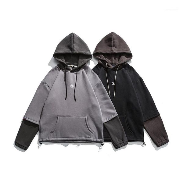 color patchwork designer long sleeve loose pullover casual hooides men clothes men thick fack two hoodies contrast, Black
color patchwork designer long sleeve loose pullover casual hooides men clothes men thick fack two hoodies contrast, Black