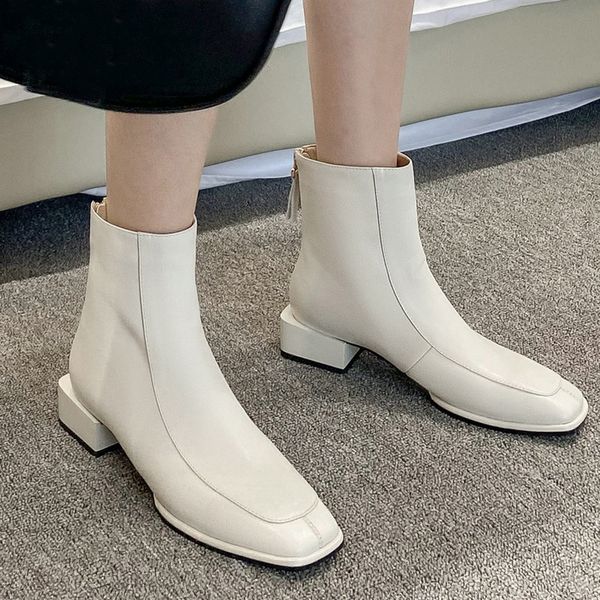 boots retro square toe ankle woman genuine leather low-heels short brown white heel cow-leather, Black
boots retro square toe ankle woman genuine leather low-heels short brown white heel cow-leather, Black