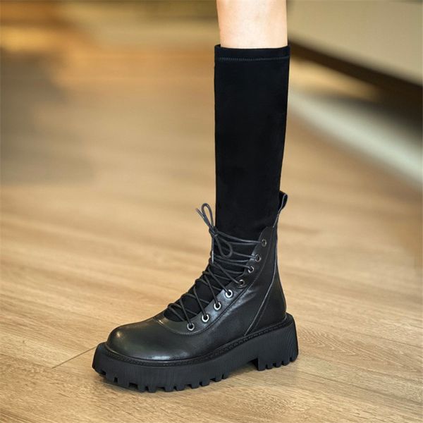 pxelena brand new ins women genuine leather+knitting boots chunky high heels platform riding boots 2020 autumn winter shoes lady, Black
pxelena brand new ins women genuine leather+knitting boots chunky high heels platform riding boots 2020 autumn winter shoes lady, Black