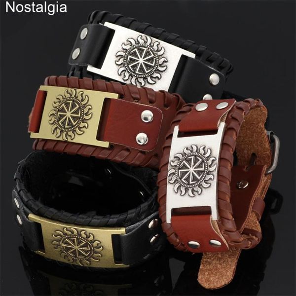 nostalgia slavic kolovrat wheel amulet leather cuff bracelets bangles for women men jewellery, Black
nostalgia slavic kolovrat wheel amulet leather cuff bracelets bangles for women men jewellery, Black