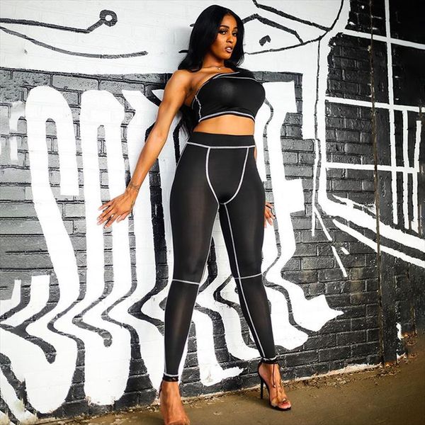 спортивный мода активный wear black фитнес костюмы одно плечо 2 piece set женщины тренировки crop top и гетры наборы, Gray
спортивный мода активный wear black фитнес костюмы одно плечо 2 piece set женщины тренировки crop top и гетры наборы, Gray