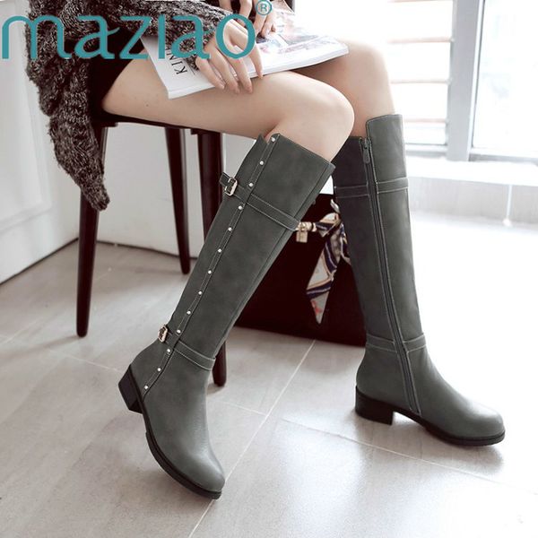 boots women's autumn winter med heel buckle rivet knee high fashion zipper long quality elegant shoes woman maziao, Black
boots women's autumn winter med heel buckle rivet knee high fashion zipper long quality elegant shoes woman maziao, Black