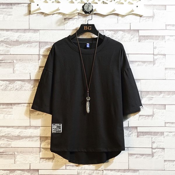 streetwear summer cotton men short sleeve casual mens t shirts solid tee shirt homme, White;black 
streetwear summer cotton men short sleeve casual mens t shirts solid tee shirt homme, White;black