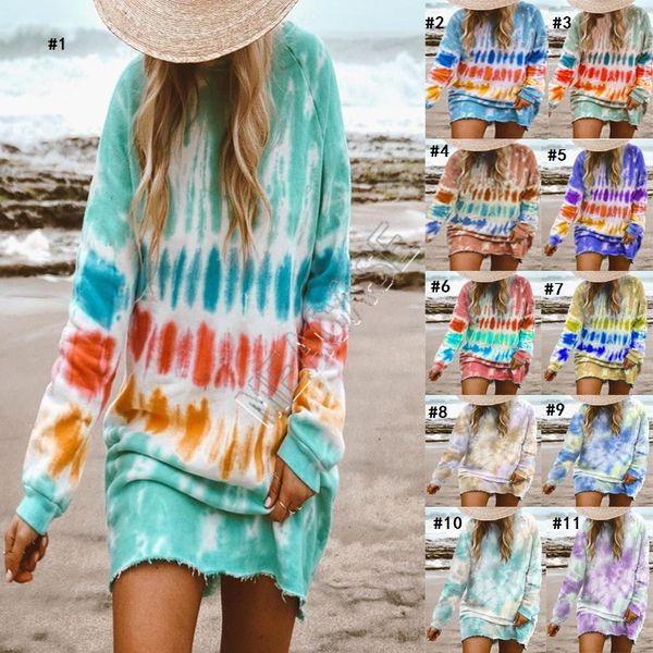 women clothing plus size dress tie dyed blouse hoodies dresses color gradient long sleeved knee length skirt casual pullover t-shirt d9801, White
women clothing plus size dress tie dyed blouse hoodies dresses color gradient long sleeved knee length skirt casual pullover t-shirt d9801, White