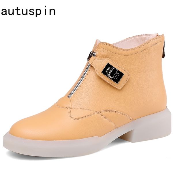 autuspin winter boots for women casual warm shoes fashion genuine leather round toe ankle boots lady office work basic botas, Black
autuspin winter boots for women casual warm shoes fashion genuine leather round toe ankle boots lady office work basic botas, Black
