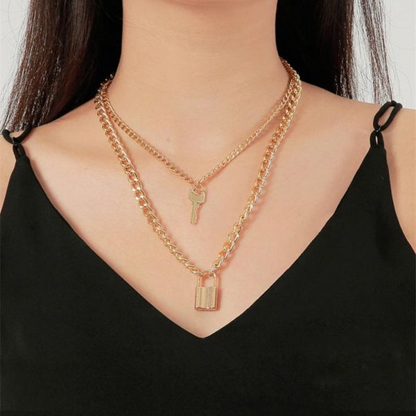 pendant necklaces fashion multi layer lock portrait pendants for women gold metal key hip hop necklace design jewelry gift, Silver
pendant necklaces fashion multi layer lock portrait pendants for women gold metal key hip hop necklace design jewelry gift, Silver
