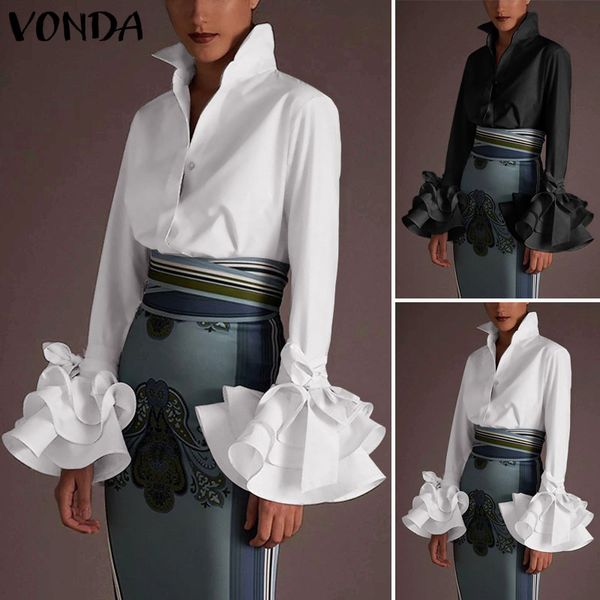 vonda plus size women shirts 2020 spring summer turn-down collar flare sleeve party office blouse casual solid blusas, White
vonda plus size women shirts 2020 spring summer turn-down collar flare sleeve party office blouse casual solid blusas, White
