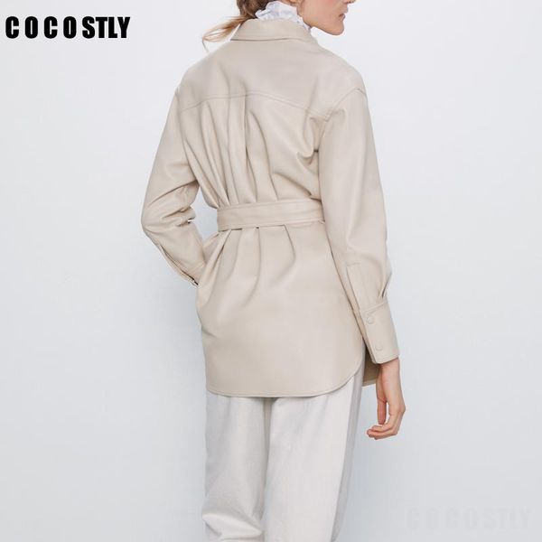 new jacket women 2020 faux leather long jackets lady elegant tie belt waist pockets buttons pu street coats veste femme, Black 
new jacket women 2020 faux leather long jackets lady elegant tie belt waist pockets buttons pu street coats veste femme, Black