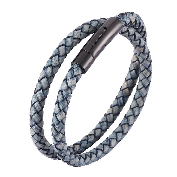 men women vintage jewelry blue genuine leather braided bracelet punk fashion steel buckle simple leather bangle gift c0490, Golden;silver
men women vintage jewelry blue genuine leather braided bracelet punk fashion steel buckle simple leather bangle gift c0490, Golden;silver