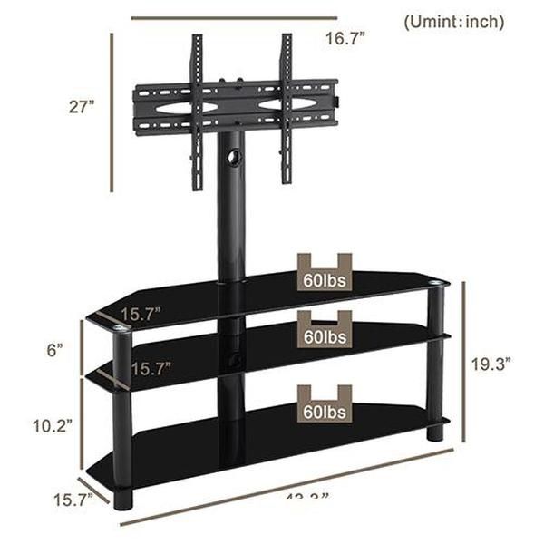 tv mount bracket mobile stand floor multi-function tempered safety glass metal frame univeral media storage 32-65 black c0063 us stock 
tv mount bracket mobile stand floor multi-function tempered safety glass metal frame univeral media storage 32-65 black c0063 us stock