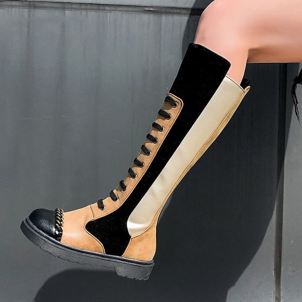flat knee high long boots women zipper platform short plush patchwork snakeskin pattern lady metal decoration chain punk shoes boots, Black
flat knee high long boots women zipper platform short plush patchwork snakeskin pattern lady metal decoration chain punk shoes boots, Black