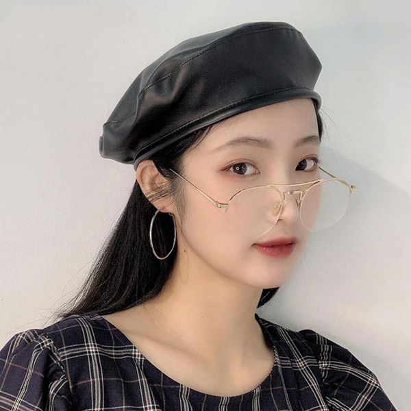 berets winter beret simple flat cap fashion women casual pu leather painter hat for autumn retro beanie caps, Blue;gray
berets winter beret simple flat cap fashion women casual pu leather painter hat for autumn retro beanie caps, Blue;gray