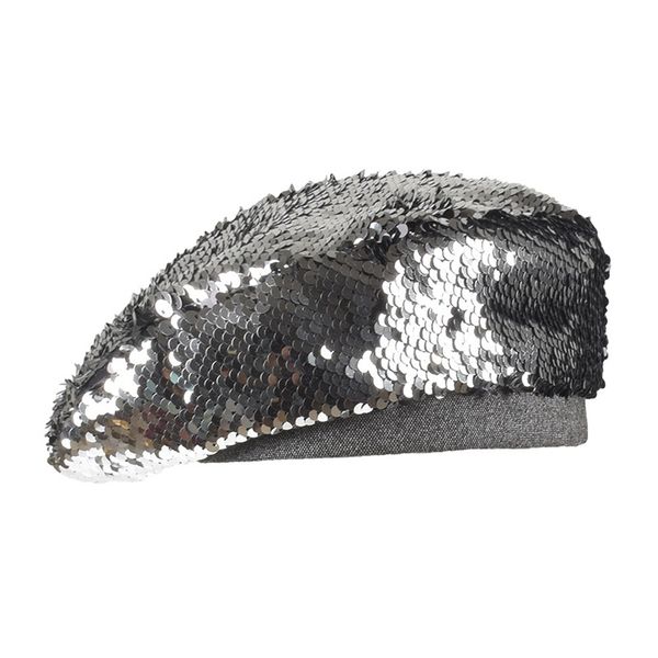 women sequins hat shiny costume jazz glitter dance beret flat cap ladies fashion accessories beanie, Blue;gray
women sequins hat shiny costume jazz glitter dance beret flat cap ladies fashion accessories beanie, Blue;gray