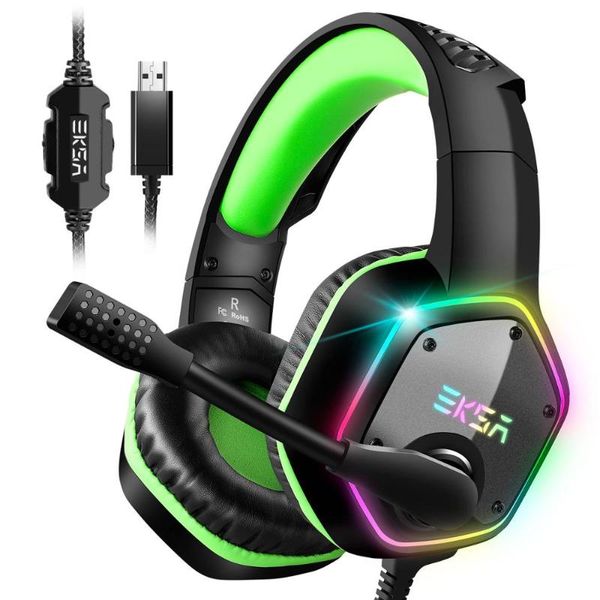 eksa e1000 gaming headphones with noise cancelling microphone rgb light 7.1 surround sound wired gaming headset gamer for pc