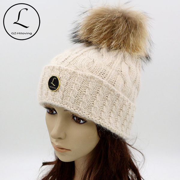 gzhilovingl hedging beanies cap 2020 knitted hat with real racoon pom-pom cross striped winter hats 70% wool manual gorros 70105, Blue;gray
gzhilovingl hedging beanies cap 2020 knitted hat with real racoon pom-pom cross striped winter hats 70% wool manual gorros 70105, Blue;gray