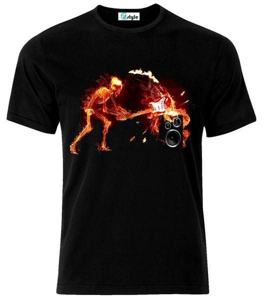 rock n roll guitar scull hard rock metal l t-shirt neu all sizes