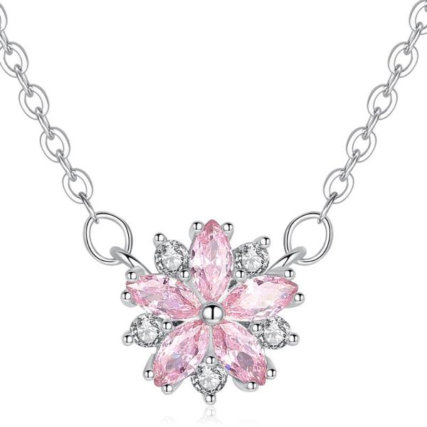 women cute flower pink color copper sakura necklace jewelry crystal flower pendant necklace gift party size:11mm*11mm, Silver
women cute flower pink color copper sakura necklace jewelry crystal flower pendant necklace gift party size:11mm*11mm, Silver