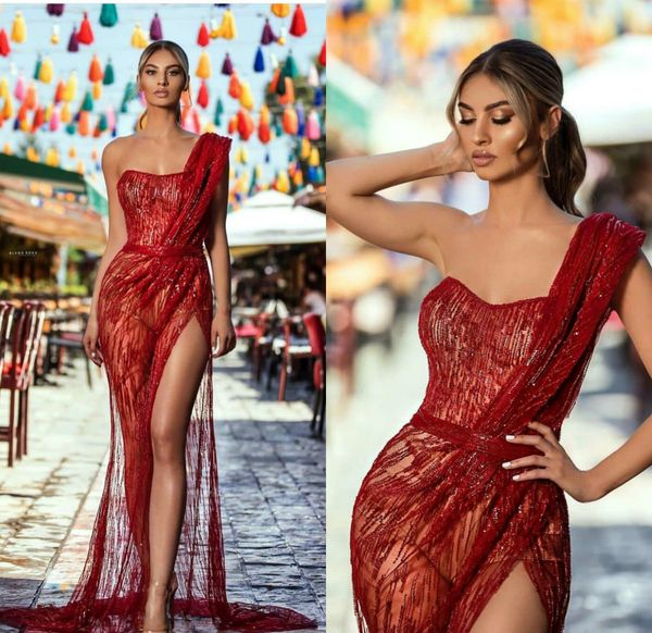 burgundy evening dresses high side split sequins beading mermaid prom dress one shoulder formal women gowns vestidos, Black;red
burgundy evening dresses high side split sequins beading mermaid prom dress one shoulder formal women gowns vestidos, Black;red