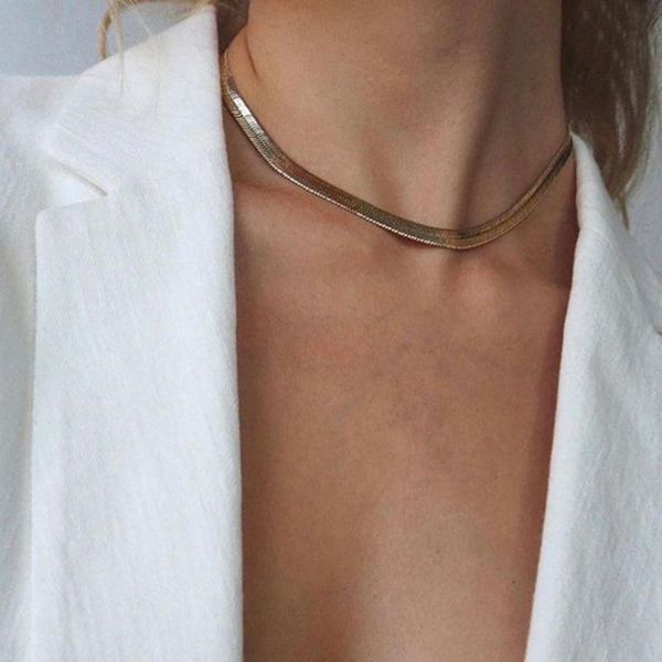 chokers snake chain punk necklace for women sequins simple flat blade collar necklaces gold color plated fashion jewelry girls, Golden;silver
chokers snake chain punk necklace for women sequins simple flat blade collar necklaces gold color plated fashion jewelry girls, Golden;silver