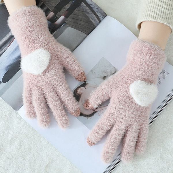 five fingers gloves women winter soft wool knitted warm lovely girls' pink heart mittens, Blue;gray
five fingers gloves women winter soft wool knitted warm lovely girls' pink heart mittens, Blue;gray