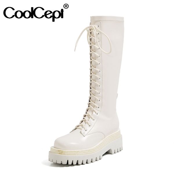 boots coolcept real leather woman knee fashion platform cross strap warm winter shoes thick heel short boot size 34-40, Black
boots coolcept real leather woman knee fashion platform cross strap warm winter shoes thick heel short boot size 34-40, Black
