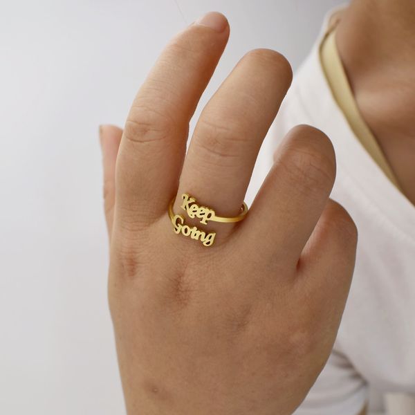 european and american fashion, retro letters keep going ring female personality simple inspirational ring, Silver
european and american fashion, retro letters keep going ring female personality simple inspirational ring, Silver