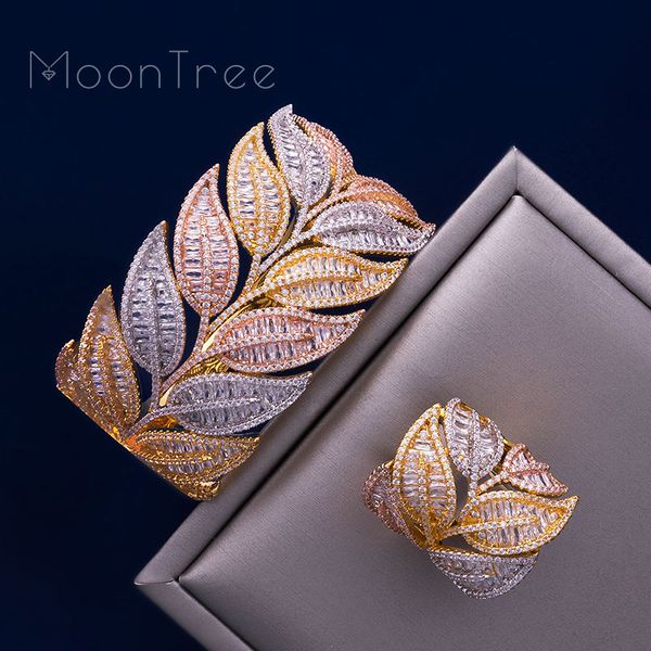 modemangel super luxury leaf 3 tone full cubic zirconia women bracelet bangle ring set dress jewelry sets, Silver
modemangel super luxury leaf 3 tone full cubic zirconia women bracelet bangle ring set dress jewelry sets, Silver