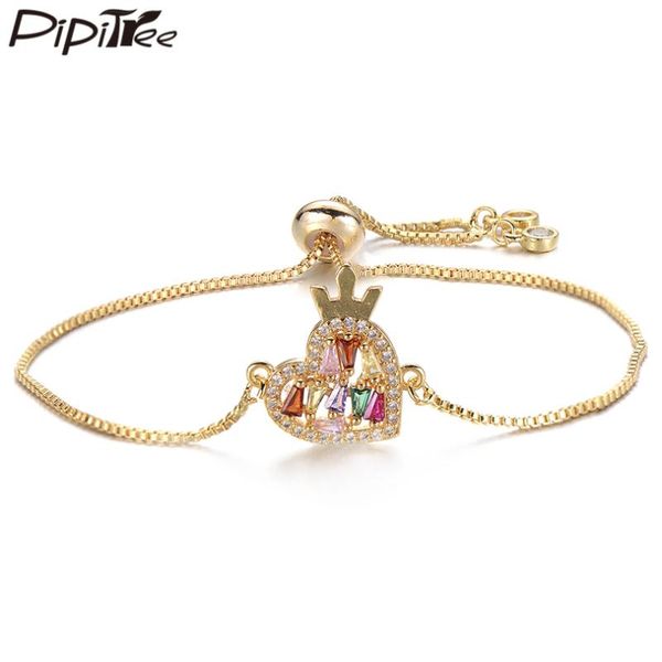 pipitree beautiful cubic zirconia heart bracelet crown charm slider chain bridal wedding bracelets for women lovers jewelry, Golden;silver
pipitree beautiful cubic zirconia heart bracelet crown charm slider chain bridal wedding bracelets for women lovers jewelry, Golden;silver