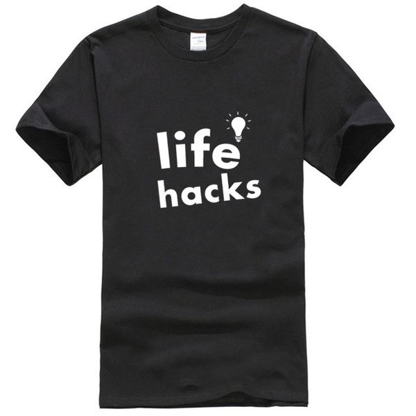 fitted life hacks tshirt men o-neck camisas shirt 100% cotton tee shirt tee