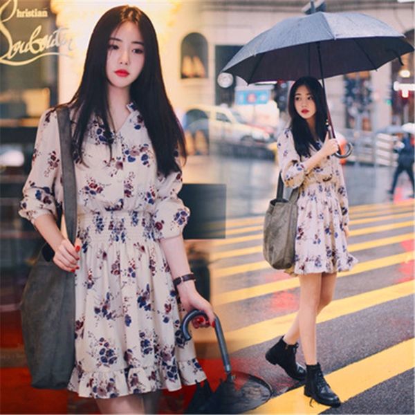 2020 spring new korean commuter loose dress slimming elastic waist fashion all-match small floral chiffon dress for women vuta9, Black;gray
2020 spring new korean commuter loose dress slimming elastic waist fashion all-match small floral chiffon dress for women vuta9, Black;gray