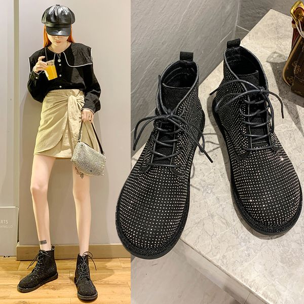 woman flat boots winter shoes for women booties ladies lace up boots-women luxury designer round toe low 2020 autumn ankle med, Black
woman flat boots winter shoes for women booties ladies lace up boots-women luxury designer round toe low 2020 autumn ankle med, Black