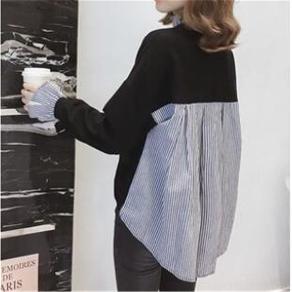 2020 early autumn new striped stitching loose pulloversweater pullover large size trumpet sleeve sweater female student fashion casual pullo, Black
2020 early autumn new striped stitching loose pulloversweater pullover large size trumpet sleeve sweater female student fashion casual pullo, Black