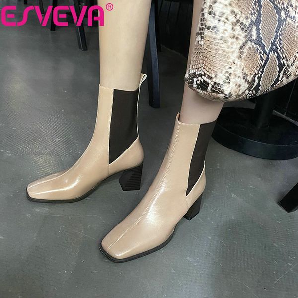 esveva 2021 square high heel pu leather ankle boots women boots shoes round toe platform casual slip on size 34-39, Black
esveva 2021 square high heel pu leather ankle boots women boots shoes round toe platform casual slip on size 34-39, Black