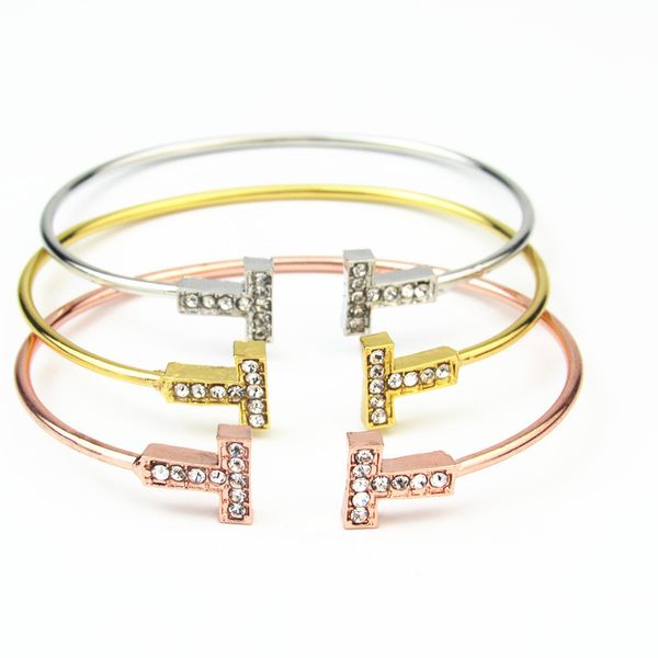 titanium steel rose gold t letter women's bracelet, Black
titanium steel rose gold t letter women's bracelet, Black