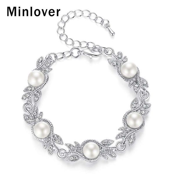 minlover elegant simulation pearl flower bracelet for women austrian crystal silver color bracelets wedding jewelry 2020 msl197, Golden;silver
minlover elegant simulation pearl flower bracelet for women austrian crystal silver color bracelets wedding jewelry 2020 msl197, Golden;silver