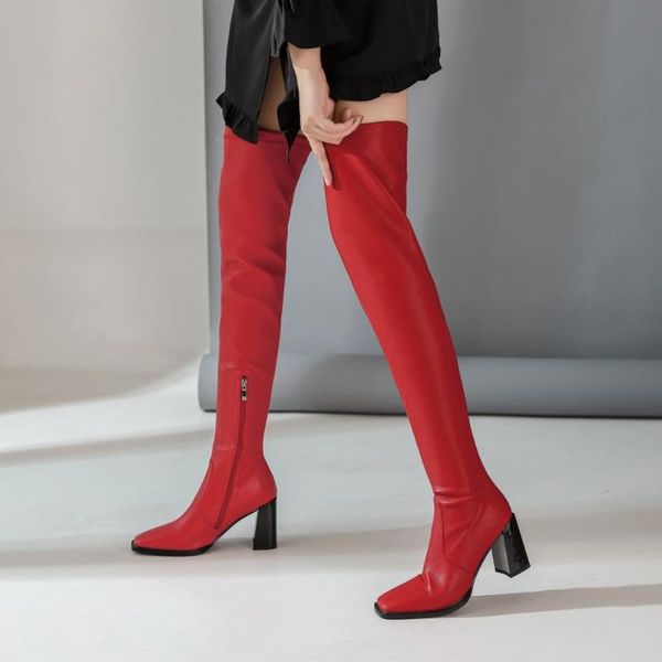 womens pu leather over the knee thigh boots block chunky high heel warm winter long slim square toe shoes punk motorcyle new, Black
womens pu leather over the knee thigh boots block chunky high heel warm winter long slim square toe shoes punk motorcyle new, Black