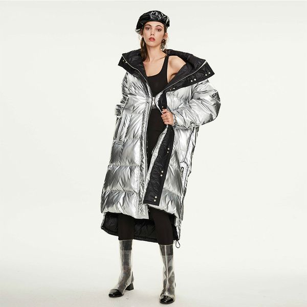 new long thick loose warm female laser reflective street trendy boyfriend style silver color down jacket winter cool down jacket, Black
new long thick loose warm female laser reflective street trendy boyfriend style silver color down jacket winter cool down jacket, Black