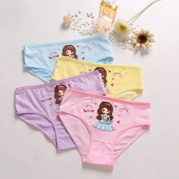 4 Pcs/lot Cotton Soft Panties For Lovely Baby Girls Underwear Cartoon Cat Briefs Breathable Children Panty Kids Underpants