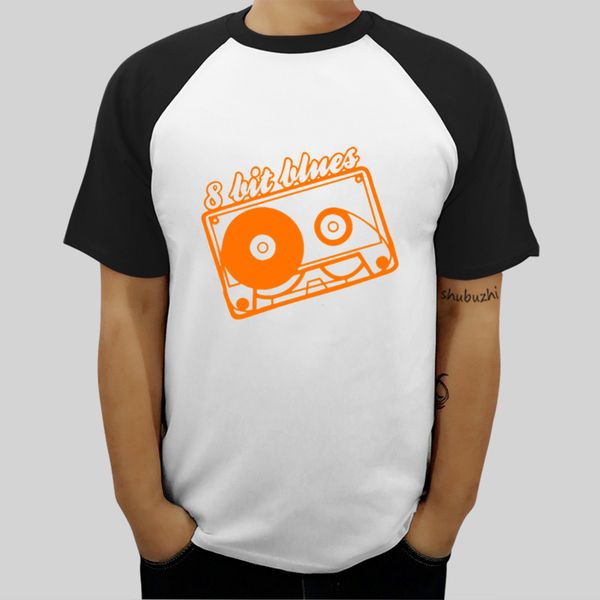 mens raglan sleeve t-shirt cotton 8 bit blues fitted cotton poly t-shirt by next le summer fashion ringer tee male