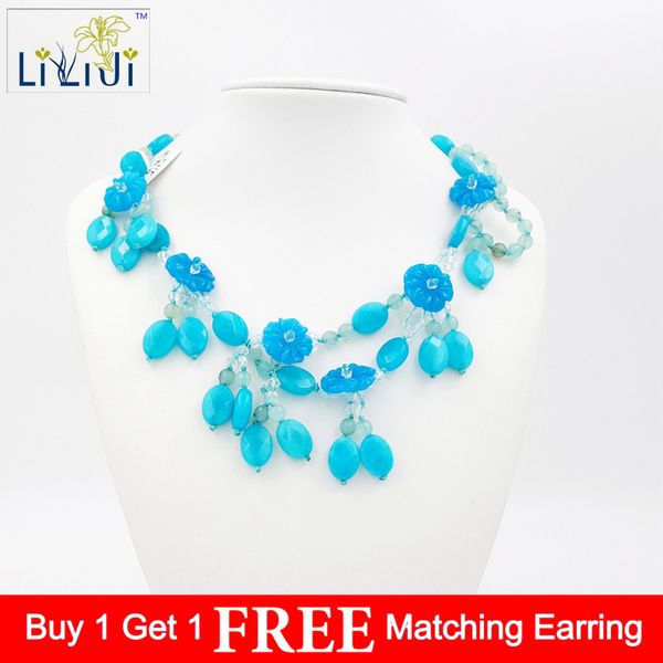 liiji unique dye blue color jades ,dye blue agates flowers ,glass with jades toggle clasp necklace approx 46cm, Golden;silver
liiji unique dye blue color jades ,dye blue agates flowers ,glass with jades toggle clasp necklace approx 46cm, Golden;silver