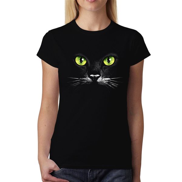 black cat green eyes animals women t - shirt s - 6xl new tee tee shirt