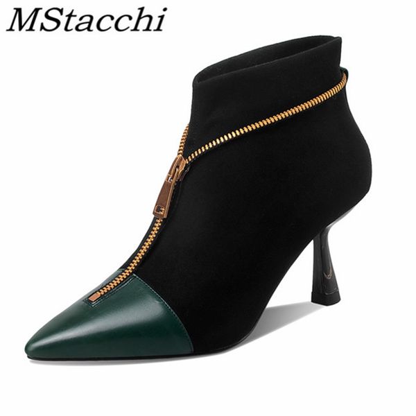mstacchi 2020 zipper metal decoration stretch ankle boots for woman pointed thin heels fashion female shoes botas de mujer, Black
mstacchi 2020 zipper metal decoration stretch ankle boots for woman pointed thin heels fashion female shoes botas de mujer, Black