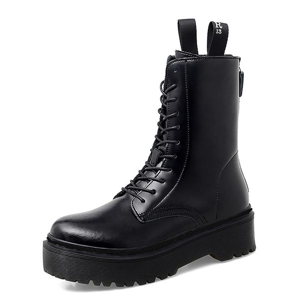 high women boots genuine leather shoes women flat shoes woman high heel platform thick bottom ankle boots motorcycle martins, Black
high women boots genuine leather shoes women flat shoes woman high heel platform thick bottom ankle boots motorcycle martins, Black