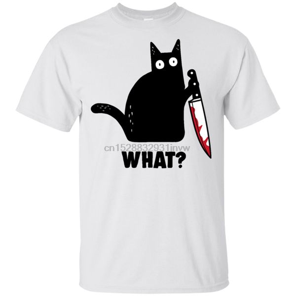 cat what funny black cat shirt murderous cat with knife black t-shirt m-xxxl loose size ajax tee shirt