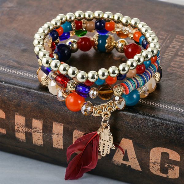 4pcs/set charm beaded bracelets boho ethnic women bracelet 2020 metal palm feather pendant beaded bracelets and bangles, Golden;silver
4pcs/set charm beaded bracelets boho ethnic women bracelet 2020 metal palm feather pendant beaded bracelets and bangles, Golden;silver