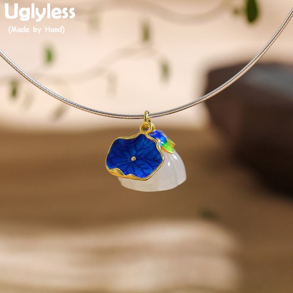 uglyless enamel lotus leaf lotus flower necklaces for women vintage ethnic chokers real 925 silver natural jade flower pendant
uglyless enamel lotus leaf lotus flower necklaces for women vintage ethnic chokers real 925 silver natural jade flower pendant
