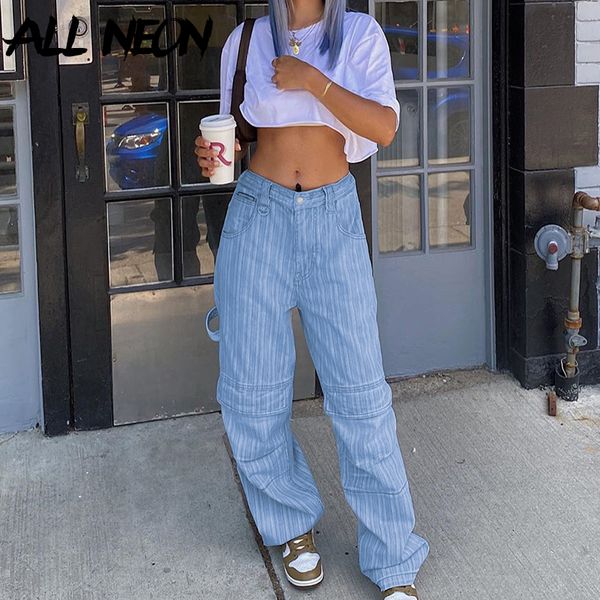 allneon y2k fashion chic wide leg high waist jeans vintage e-girl 90s streetwear loosed with big pockets straight pants hip hop, Blue
allneon y2k fashion chic wide leg high waist jeans vintage e-girl 90s streetwear loosed with big pockets straight pants hip hop, Blue